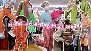 THRIFTING SPRING 2021 TRENDS  COME THRIFT WITH ME IN TAMPA FOR SPRING so much color and vintage