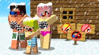 НАС ВЫГНАЛИ ЗИМОЙ НА УЛИЦУ В МАЙНКРАФТ ШЕДИ ЛЕСКА И НУБИК ХОЛОД MINECRAFT