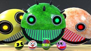 Robot Pacman vs Cartoon Cat vs Ms-Pacman vs Scary Pacman is a Rehearsal to go to Lava Monster Pacman