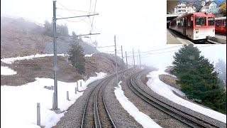  4K Vitznau - Rigi Kulm cab ride 1317m climb on Europes first rack railway 03.2022 Switzerland