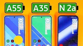 Samsung A55  A35 vs Nothing Phone 2a Battery Drain Test