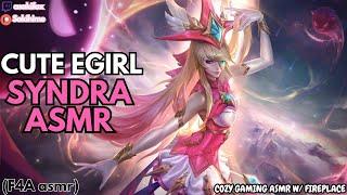 『 F4A ASMR 』Cute Egirl Syndra Games With You Comfort Fireplace Keyboard Typing Clicking