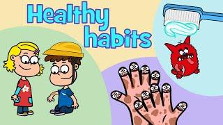 Healthy habits kids songs compilation  Hooray Kids Songs  Hacky Smacky - Wash us - Boo-boo Song