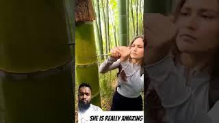 this girl skill is really amazing #lifehacks #camping #cuttingskills #survival #outdoors #short