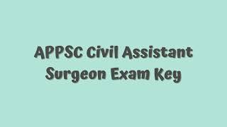 APPSC Civil Assistant Surgeon Key How To Check Score