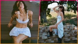 Kylie Jenner shows off her toned abs in a sexy white bralette and