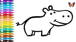 How to Draw a Hippo? Surprise Drawing for Kids  Раскраски Малышам