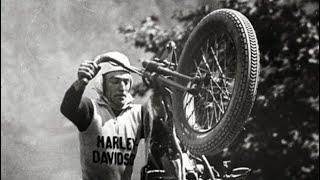 Vintage Antique Harley Davidson Motorcycle Hill Climb Racing Footage. Hillclimb