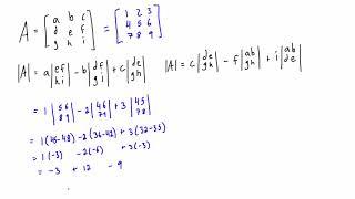 Find the determinant of a 3x3 matrix using cofactor expansion