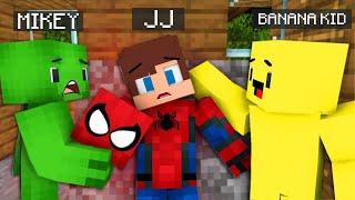 Mikey Unmasked the Spider-Man - it Turned Out to be JJ with Banana Kid - Maizen Minecraft Animation