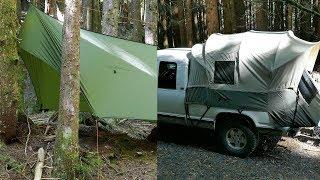 Kodiak Canvas Truck Tent and Warbonnet ThunderFly Tarp Overnight Previews