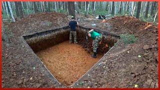 Man Builds Secret Bunker in the Heart of the Forest Using Logs  by @outdoorlifeandcraft