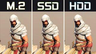 Assassins Creed Mirage M.2 NVME vs. SSD vs. HDD