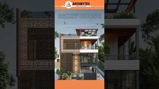 36x37 Feet House Elevation Design  3d #housedesign #elevation #trending #shorts #archbytes