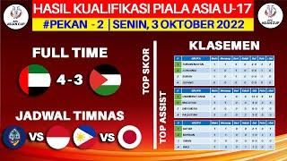 Hasil Kualifikasi Piala Asia U 17 Hari Ini - UEA vs Palestina - Klasemen Kualifikasi Piala Asia U17