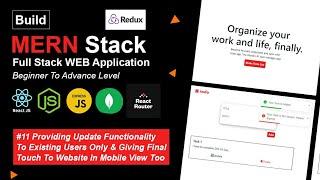 TODO MERN APP  UPDATE FUNCTIONALITY  RESPONSIVENESS OF WEBSITE  MERN STACK TUTORIALS  PART - 11