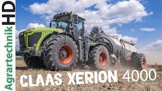 CLAAS Xerion tractor with SGT slurry tanker Injecting slurry  Farming