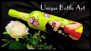 DIY Beautiful Bottle Art Painting Tutorial  Unique Bottle Art  @ColourWingsbySurabhi