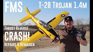 FMS - T-28 Trojan - 1.4m - Mid Air Thrust Reverse Crash Repairs & Remaiden Flight