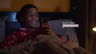 Jamal and Kendra texting  On My Block season 3 720p60