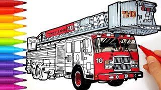 How to draw a FIRE TRUCK  Drawing and Coloring Pages for Kids