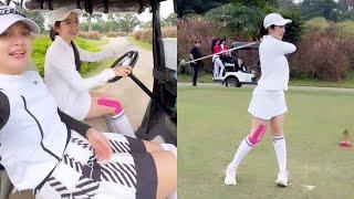 febby rastanty olahraga golf bersama temannya dea anisa