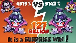 It is a SURPRISE WIN Banshee + Vampire 4519% vs Banshee Witch 5142% PVP Rush Royale