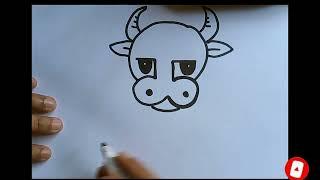 How to draw  a cow from Number 55 easy drawing  M P Drawing tutorial paintings quick draw