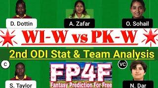 WI-W vs PK-W 2nd ODI Dream11 WIW vs PAKW Dream 11 Today Match PKW vs WIW Dream11 Team Prediction