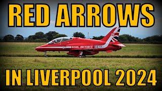 Red Arrows At John Lennon Airport TakeoffLanding & Flyby Closeup Footage - Liverpool - 2024 -