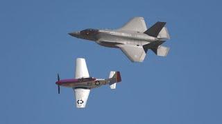 F-35 and P-51 Heritage Flight. Gowen Thunder Airshow. Sunday 2023. 4K 60fps.