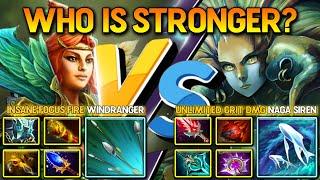 WHO IS STRONGER? Between Insane Focus Fire Windranger Vs. Unlimited Crit Damage Naga Siren DOTA 2