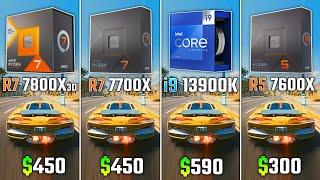 RYZEN 7800X3D vs RYZEN 7700X vs INTEL i9-13900K vs RYZEN 7600X  Test in 6 Games