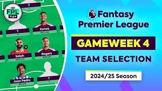 FPL GW4 TEAM SELECTION  Wildcard Success  Gameweek 4  Fantasy Premier League 202425 Tips