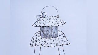 Easy a girl wearing hat drawing  Easy girl drawing  girl drawing  easy girl drawing