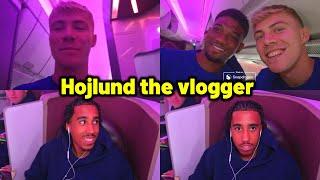 Hojlund interviews Leny Yoro and Man United players during USA tour