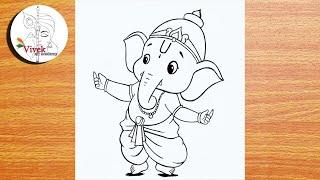 Beautiful Ganesh Drawing  Easy Drawing  How to Draw Beautiful Ganpati Bappa