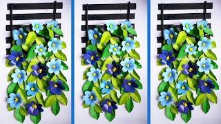paper flower wallhanging craft for room decoration  blue colour flower wallmate  easy craft