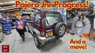 Mitsubishi Pajero Junior progress and a move Rustproofing.