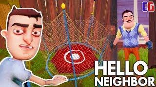 RAN AWAY FROM HOME AND HELLO NEIGHBOR ACROSS THE TRAMPOLINE Cartoon horror Walkthrough ACT 2