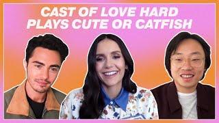 Cast of Love Hard plays Cute or Catfish  Tinder