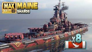 Battleship Maine 8 ships destroyed on map Shards - World of Warships