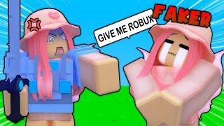 FAKE Moonfallx SCAMMED my Fans So I 1v1d Her... Roblox Bedwars