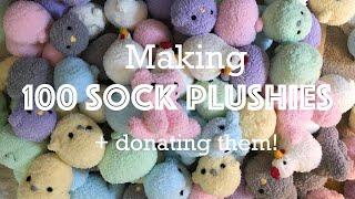 I Hand-Sewed 100 Sock Plushies and Donated Them and yes it took forever  100 SUBSCRIBER SPECIAL