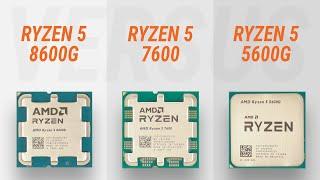 Ryzen 5 8600G vs Ryzen 5 7600 vs Ryzen 5 5600G w RTX 4090 Test in 7 games + Test Radeon 760M.
