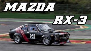 Mazda RX-3 13b Historic Racecar at Spa 2015 very Loud open exhaust + Flames