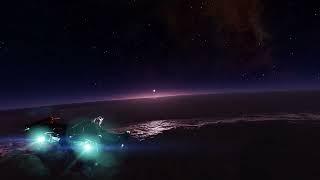 Elite Dangerous Odyssey Flight to the Horizon on a Neon Sunrise