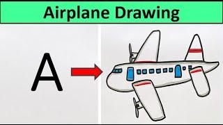 How to draw an Airplane  Very Easy Airplane Drawing  Step by step #drawing #art