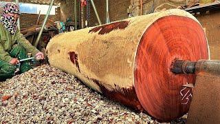 Woodworking Large Extremely DANGEROUS  HORROR Woodturning  Skills Working With Giant Wood Lathe