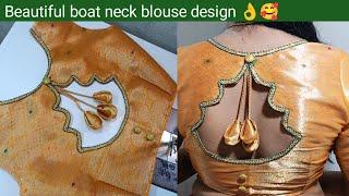 New boat neck blouse design cutting and stitching  blouse back neck design 2024